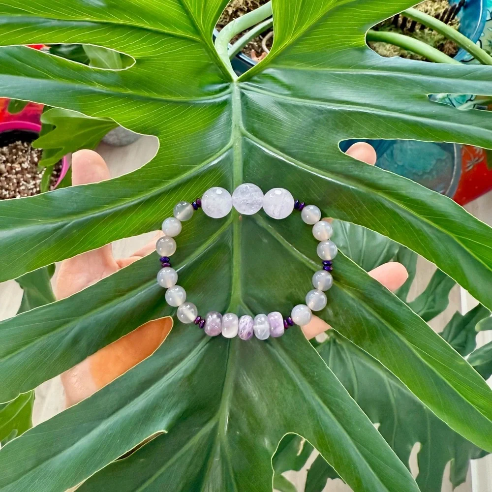 Amethyst ~ Agate ~ Hematite bracelet (one) - Picture 6 of 6